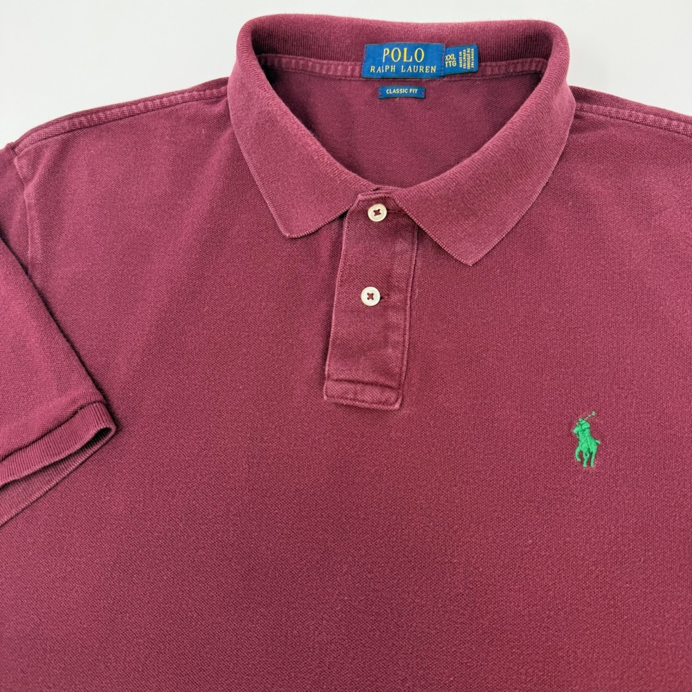 Polo Ralph Lauren Mens XXL Classic Fit Burgundy Maroon Short Sleeve Polo Shirt